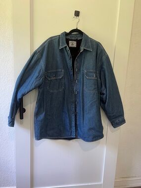 Vintage American Blue Denim Flannel Lined Button Up Shirt
